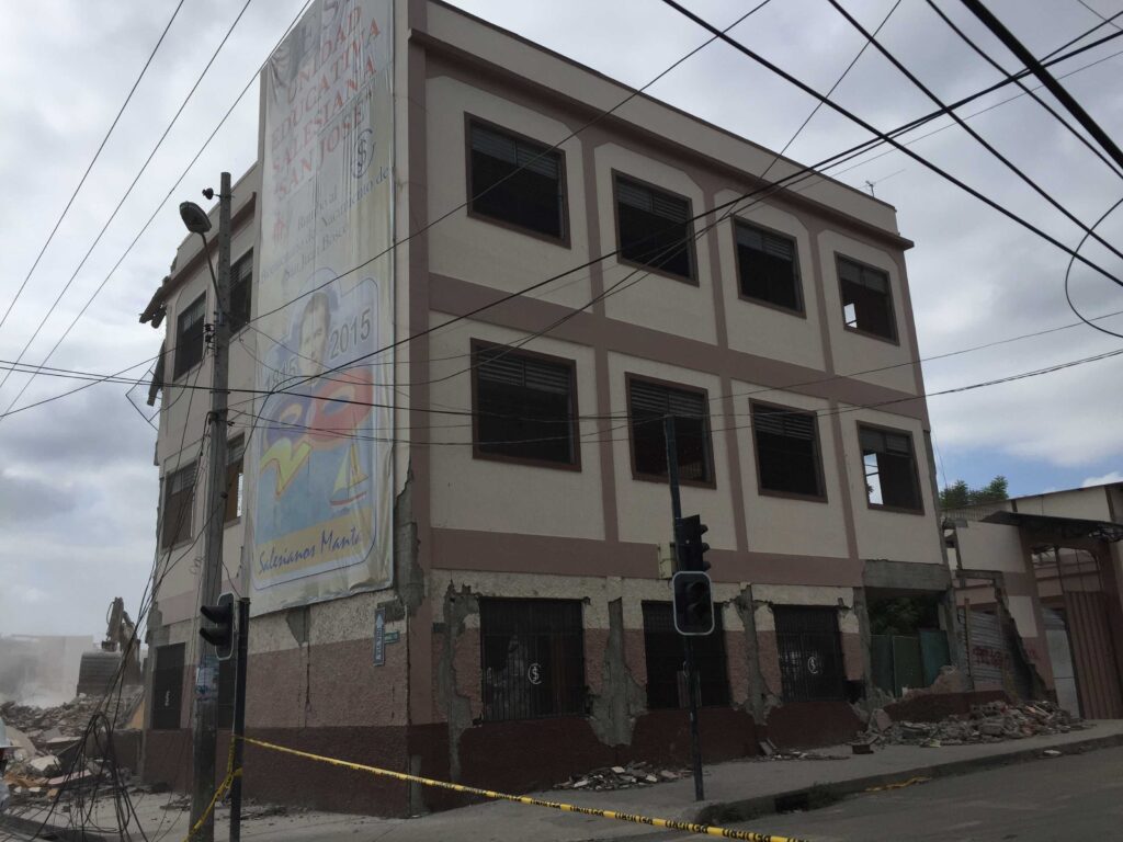 Three story building being demolished. Manta, Ecuador