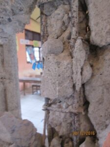 Damaged wall at school